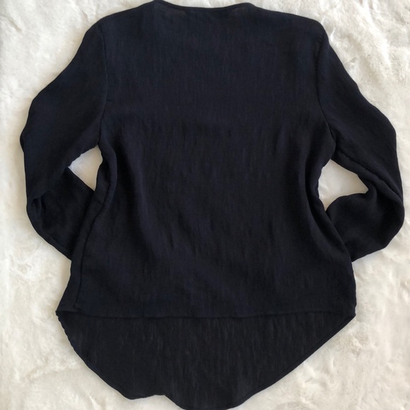 NEW Zara Navy Long Sleeves Top Asymmetrical Sz XS - Picture 2 of 4